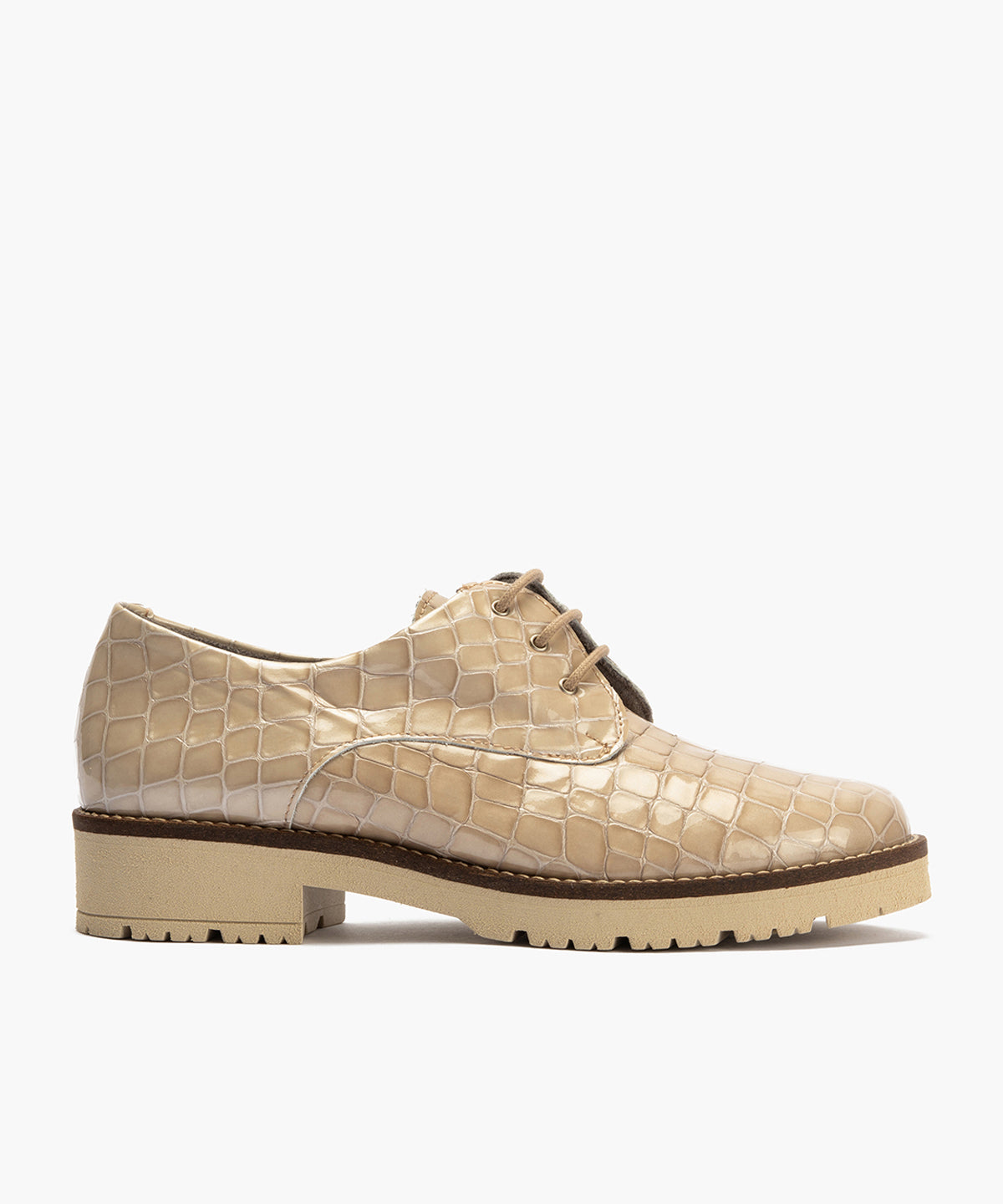 Blucher en Coco con cordones de mujer color piedra