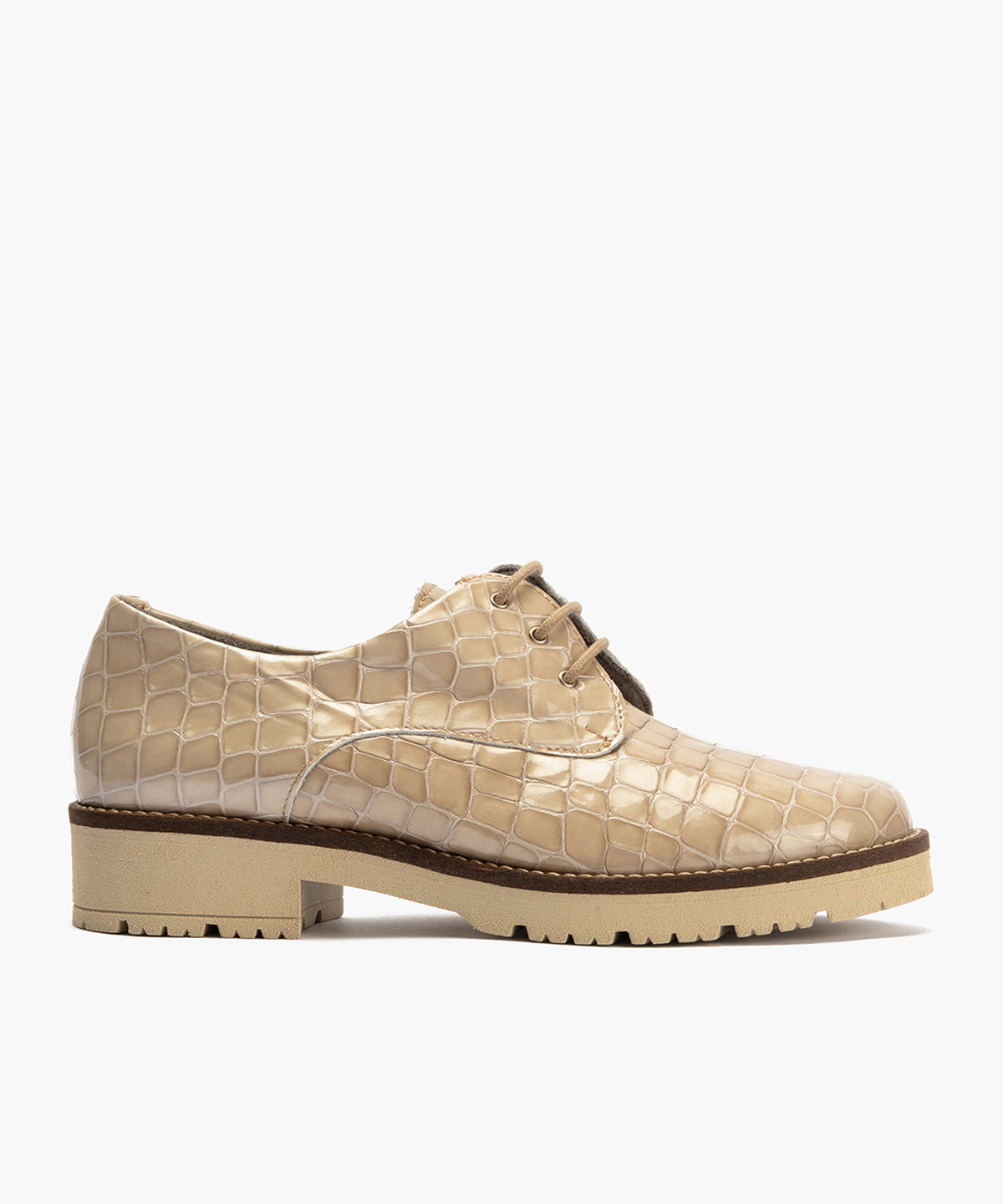 Blucher en Coco con cordones de mujer color piedra