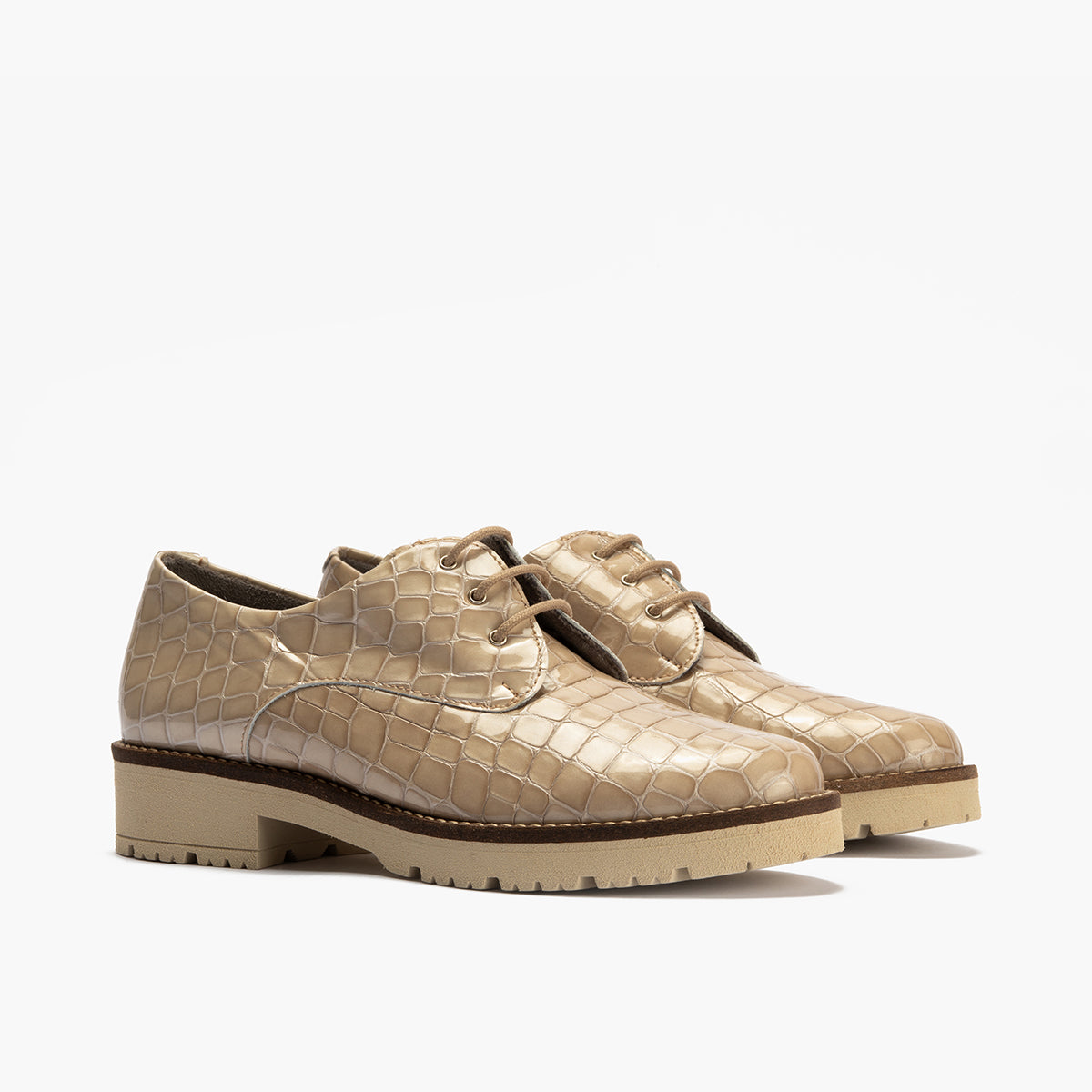 Blucher en Coco con cordones de mujer color piedra