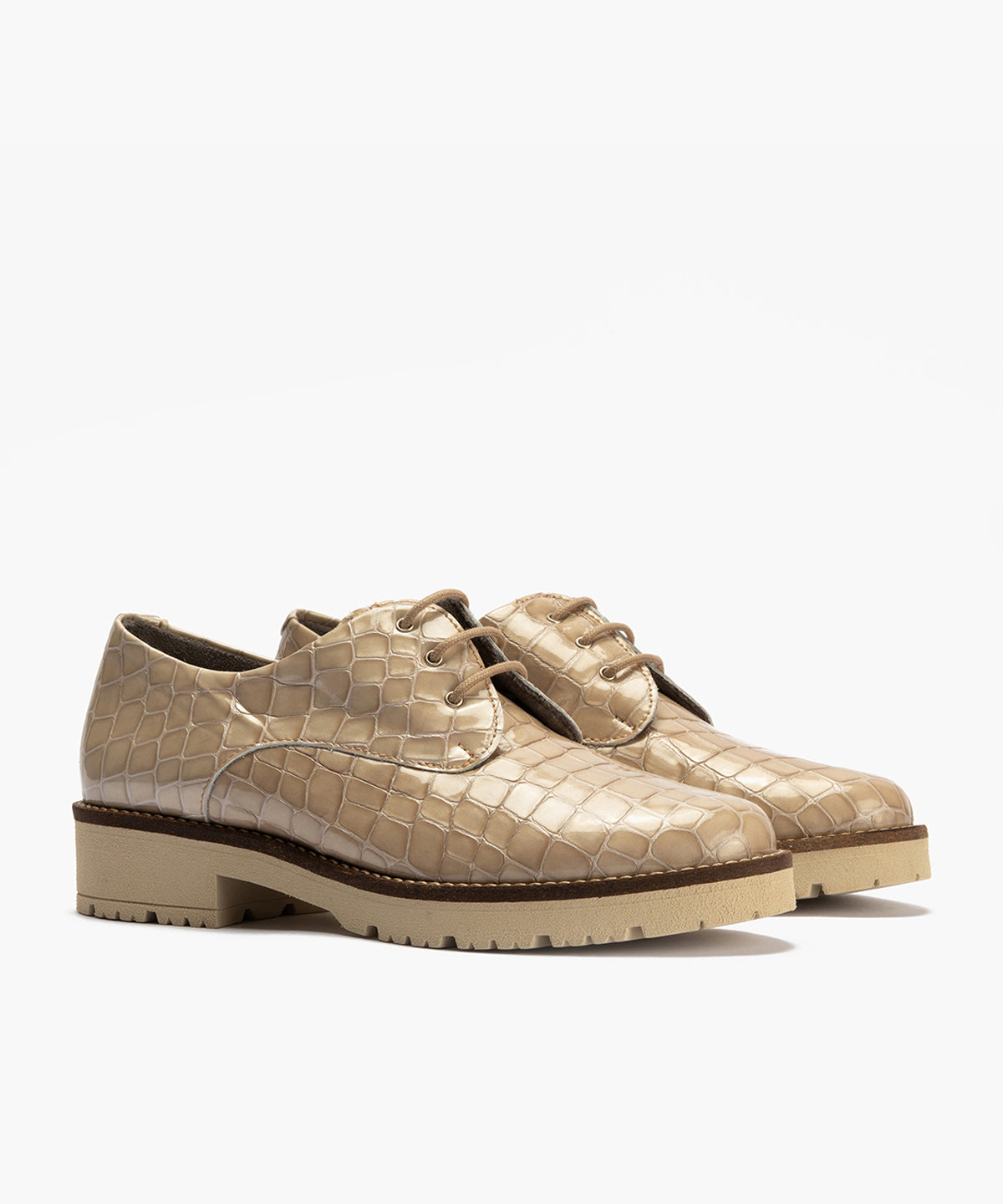 Blucher en Coco con cordones de mujer color piedra