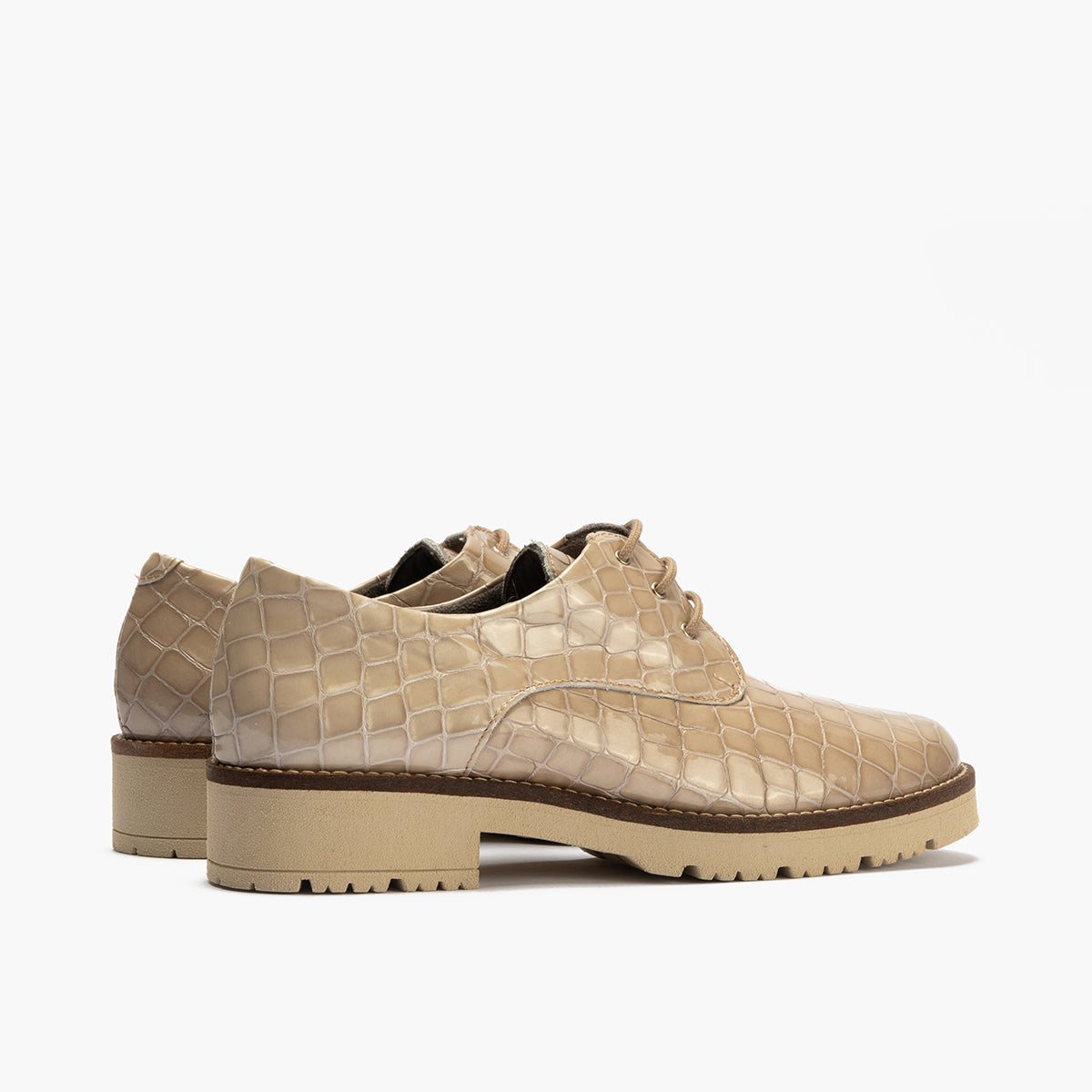 Blucher en Coco con cordones de mujer color piedra