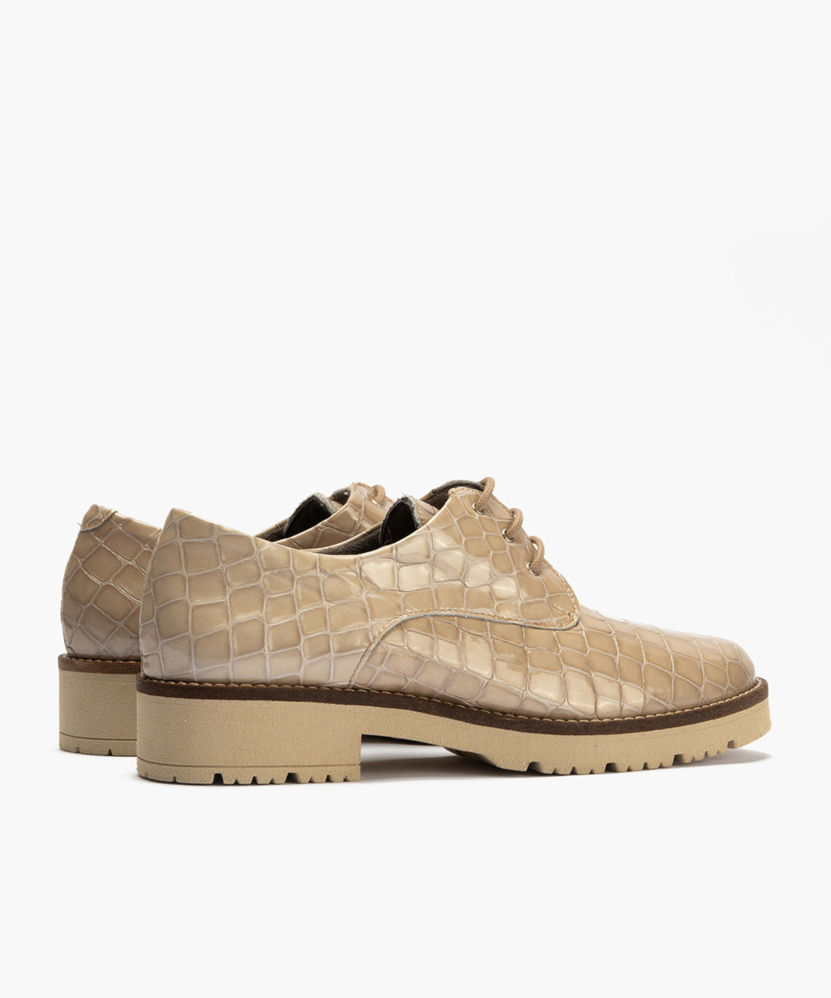Blucher en Coco con cordones de mujer color piedra