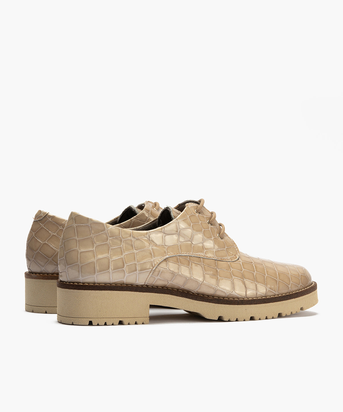 Blucher en Coco con cordones de mujer color piedra