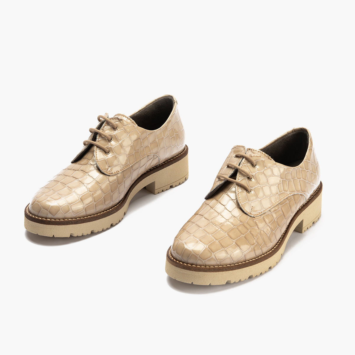 Blucher en Coco con cordones de mujer color piedra