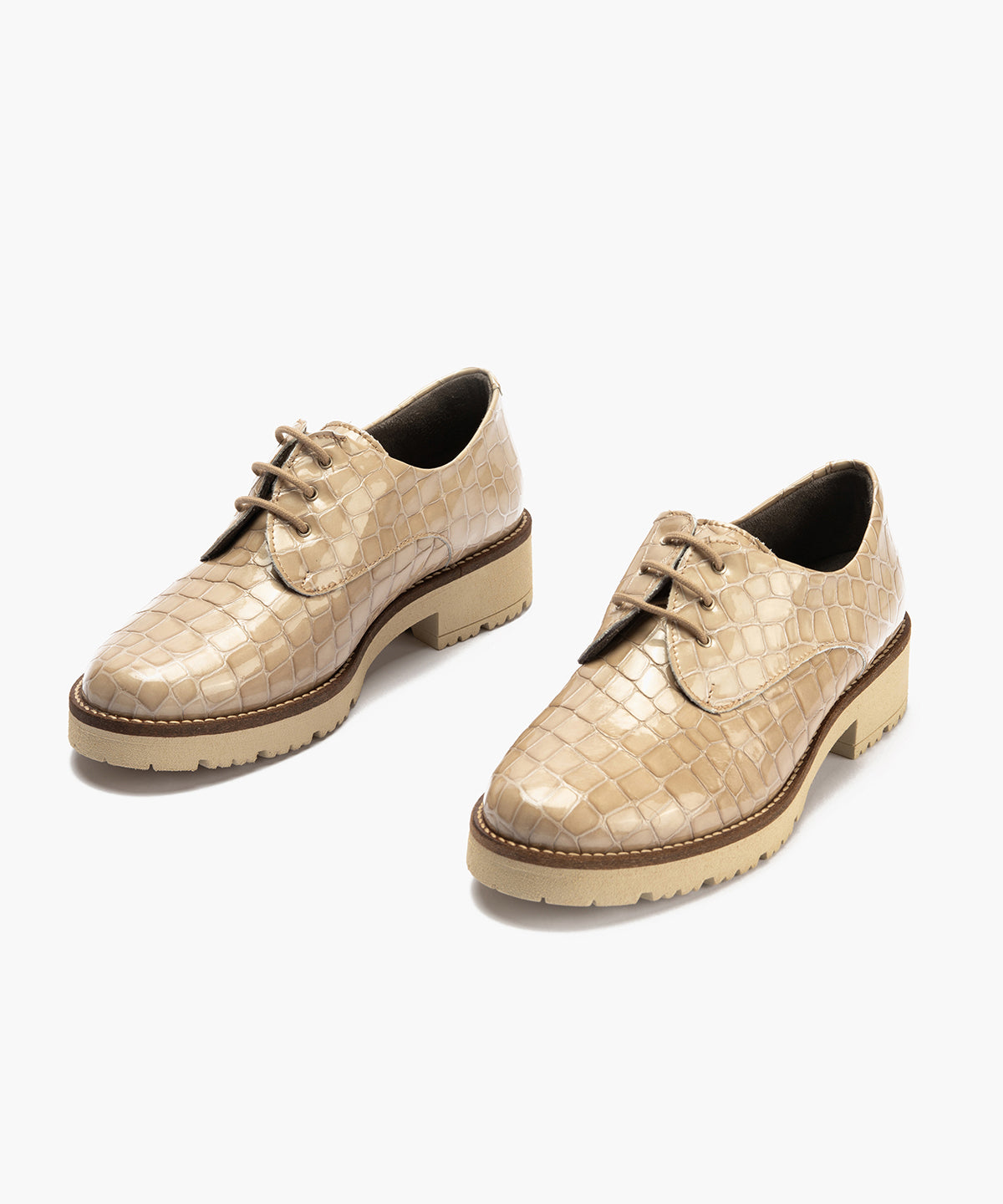 Blucher en Coco con cordones de mujer color piedra