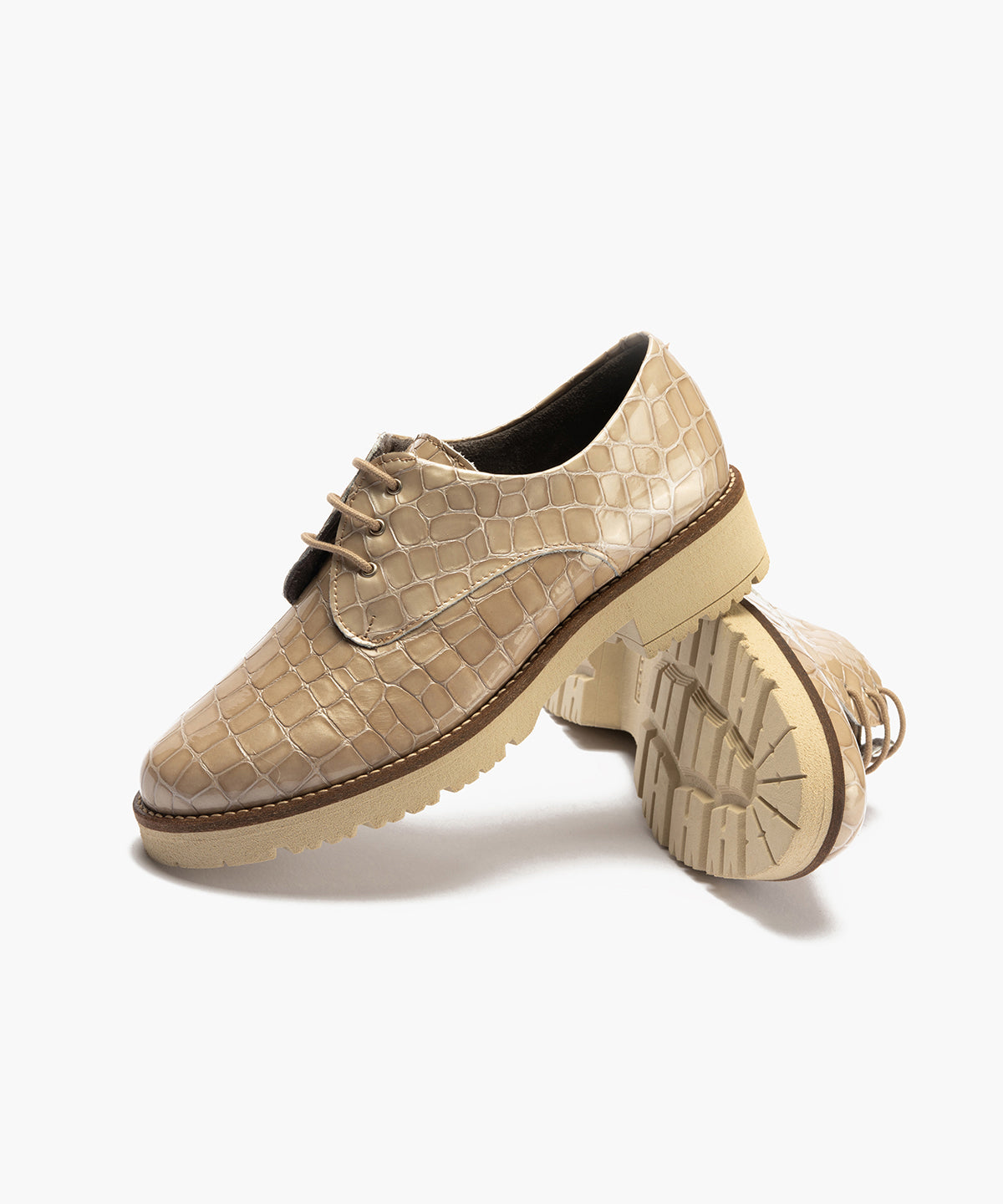 Blucher en Coco con cordones de mujer color piedra