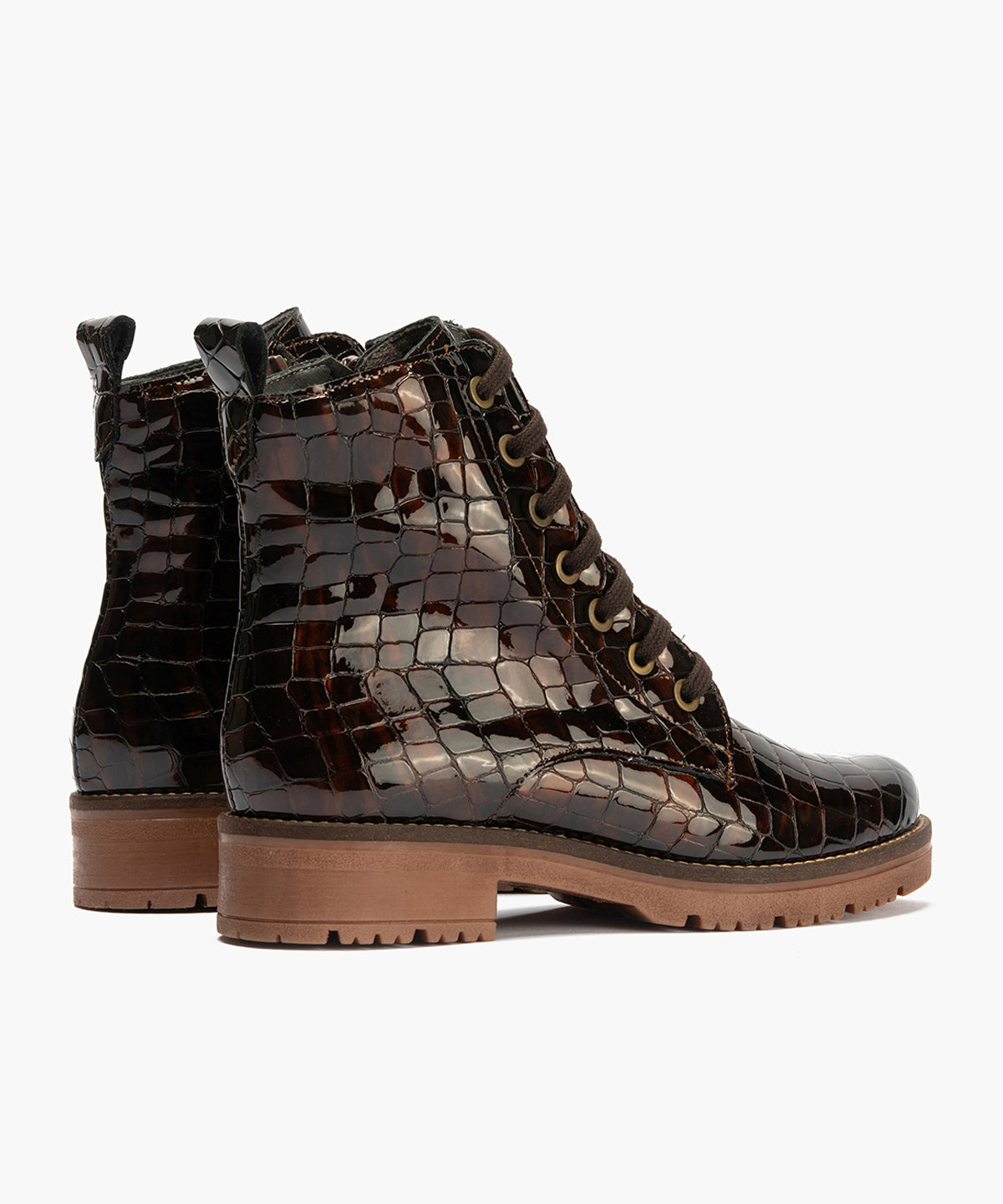 Botín Militar en Coco charol de mujer color marron