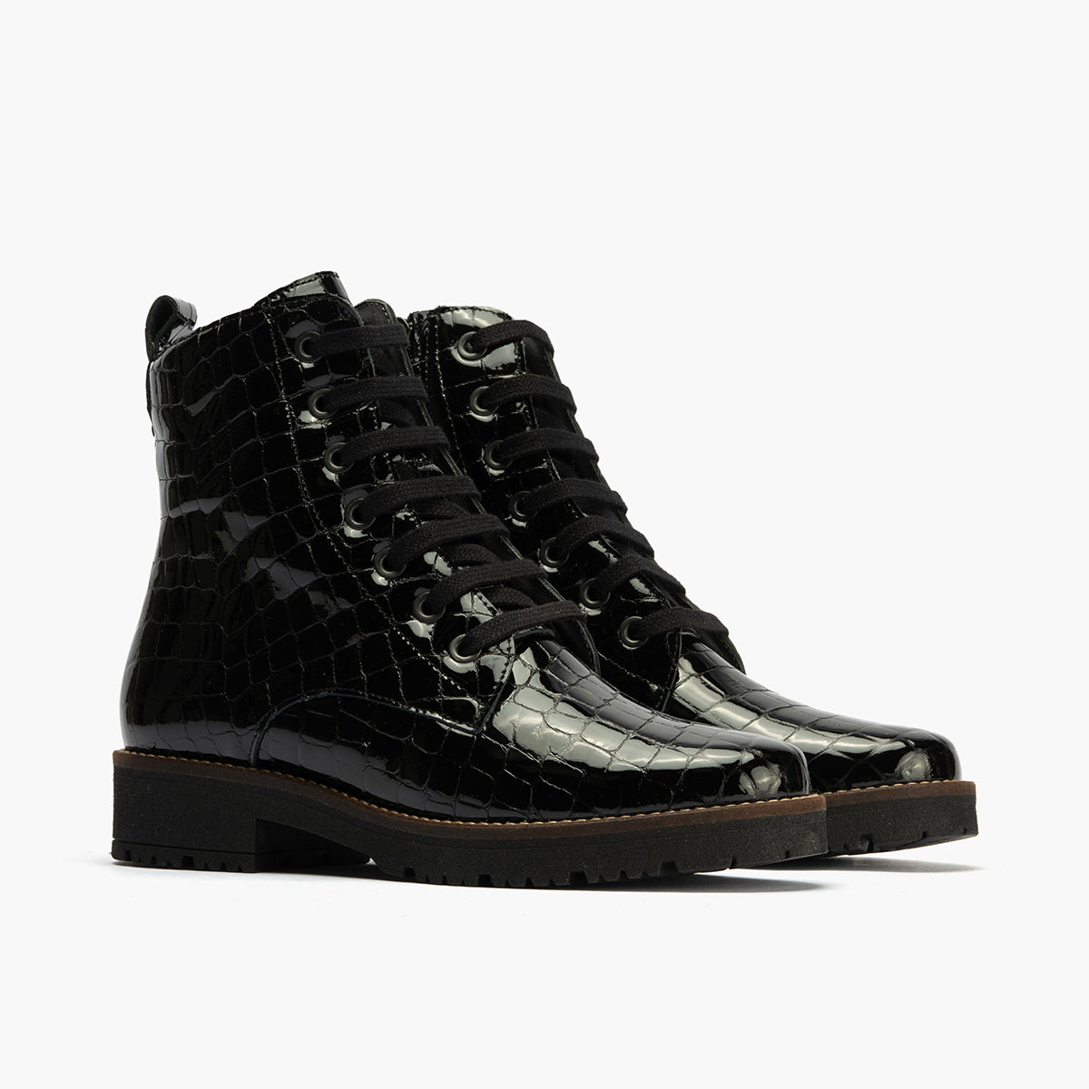 Botín Militar en Coco charol de mujer color negro