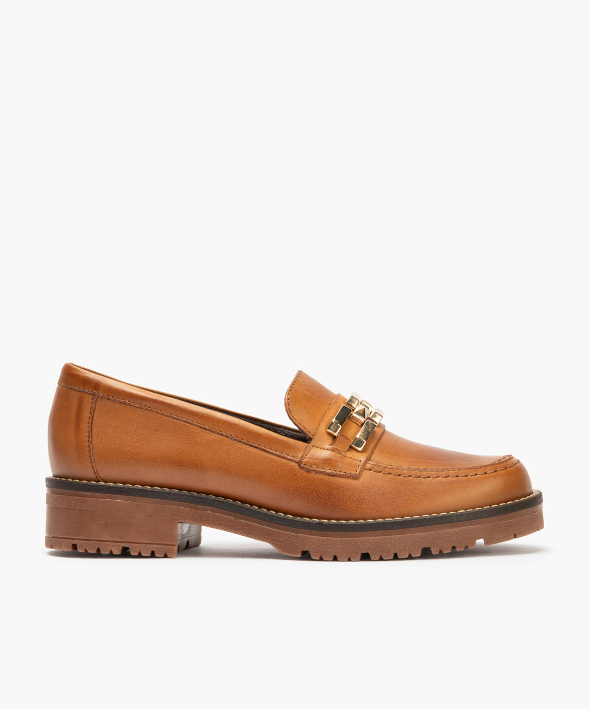 Mocasín en Napa con adorno de mujer color cuero