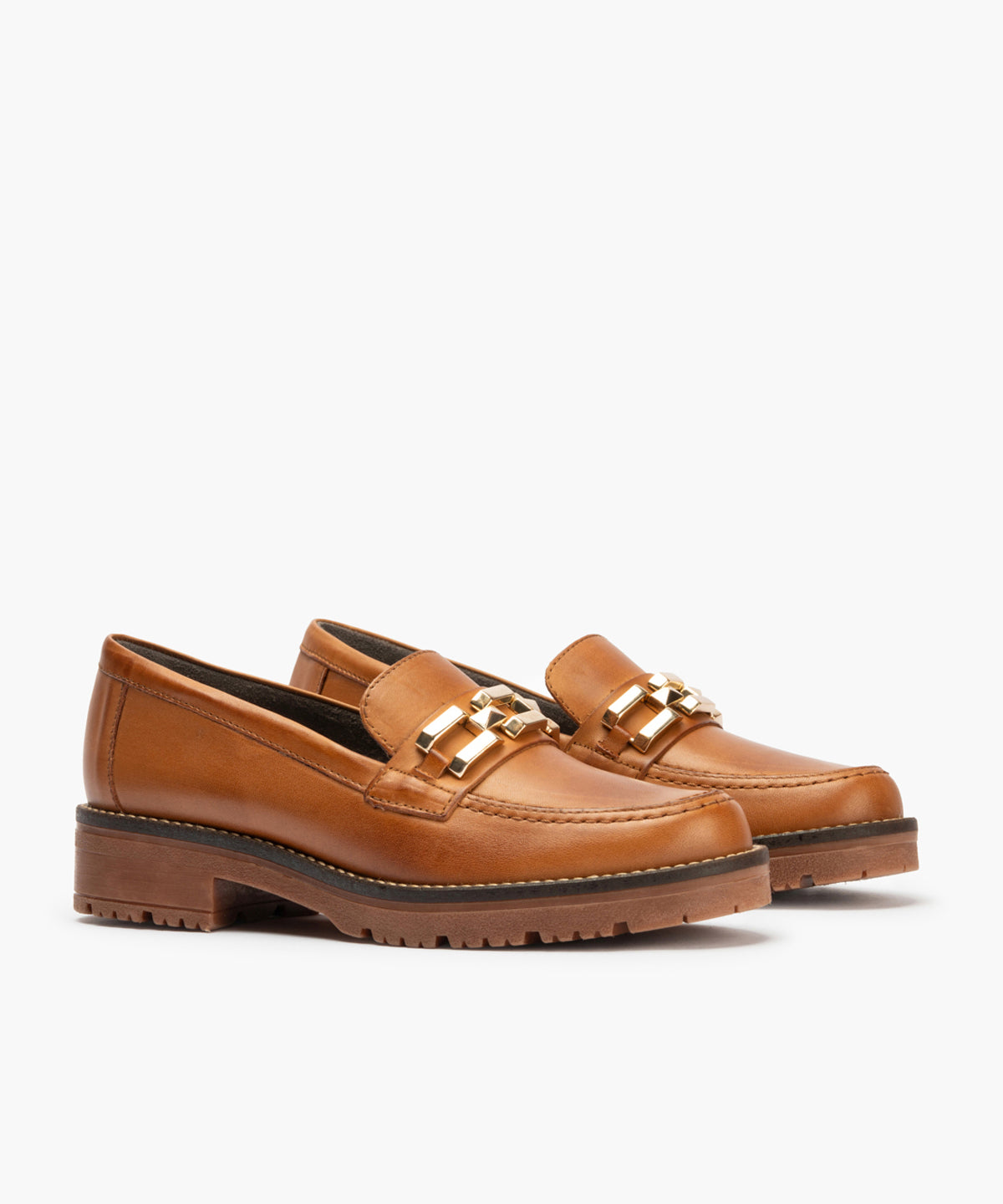 Mocasín en Napa con adorno de mujer color cuero