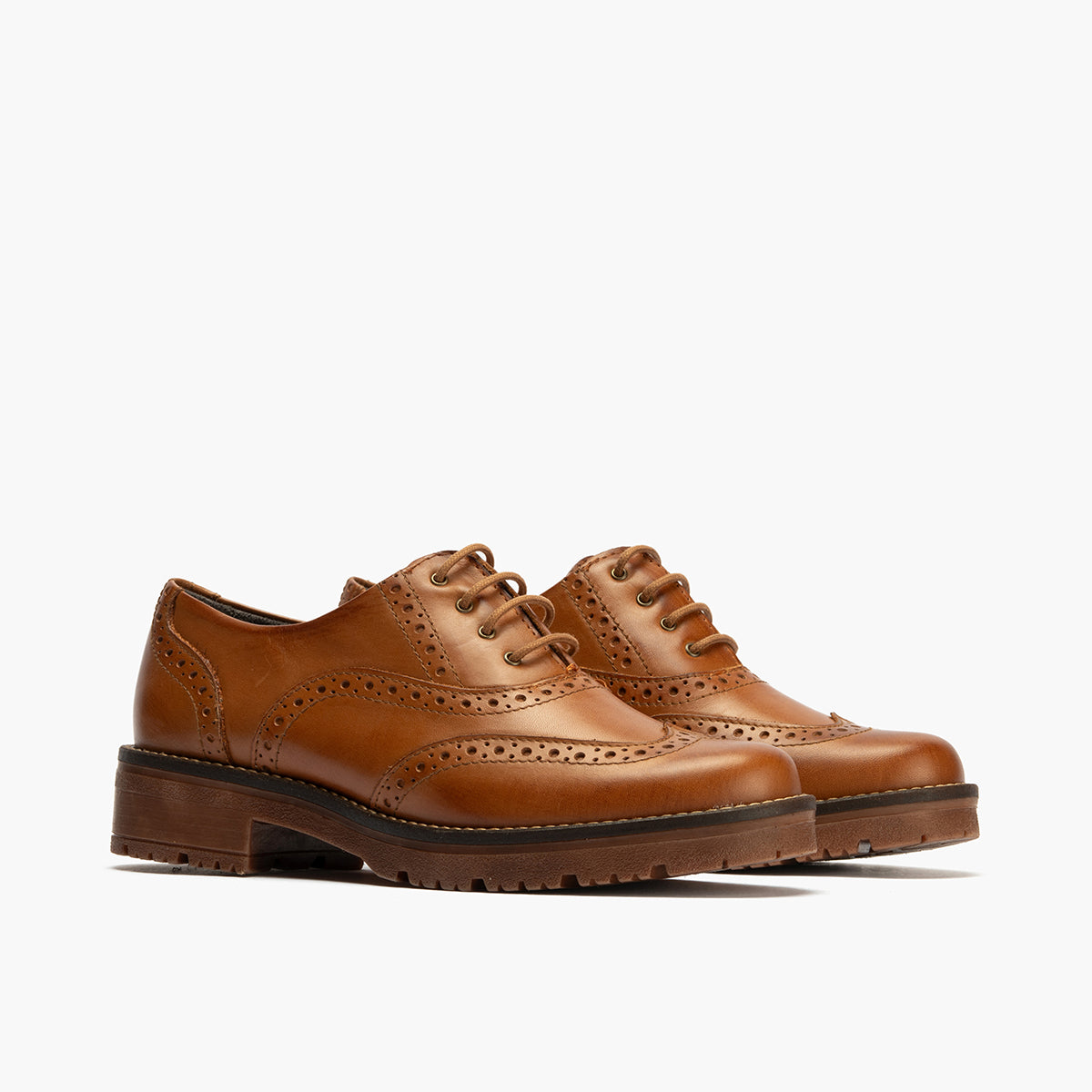 Ingles en Napa con cordones de mujer color cuero
