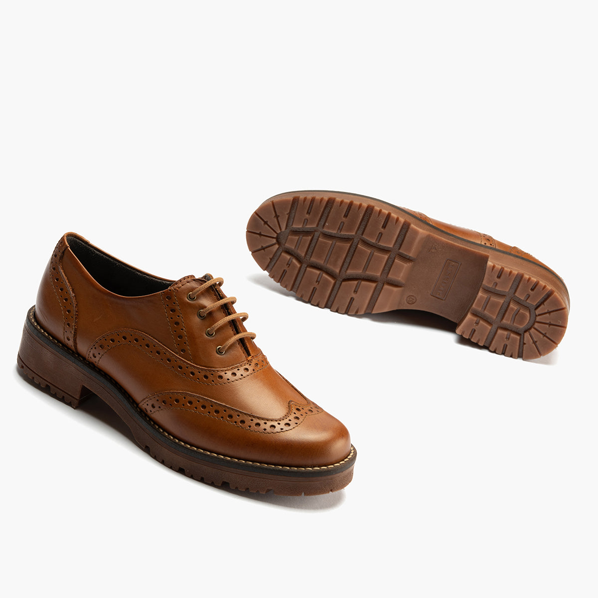 Ingles en Napa con cordones de mujer color cuero