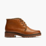 Botín Bajo en Napa con borrego de mujer color cuero