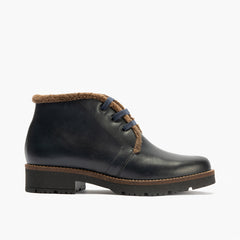 Botín Bajo en Napa con borrego de mujer color marino