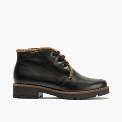 Botín Bajo en Napa con borrego de mujer color negro