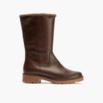 Bota con borrego de mujer color marron