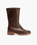 Bota con borrego de mujer color marron