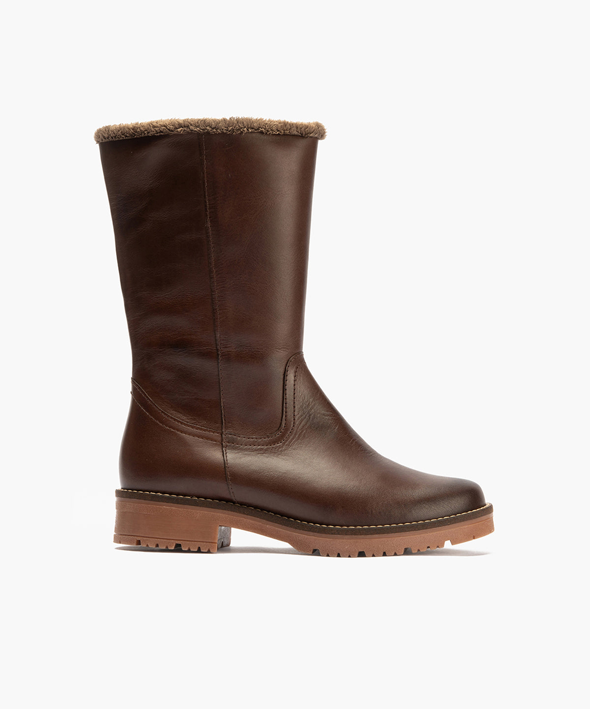 Bota con borrego de mujer color marron