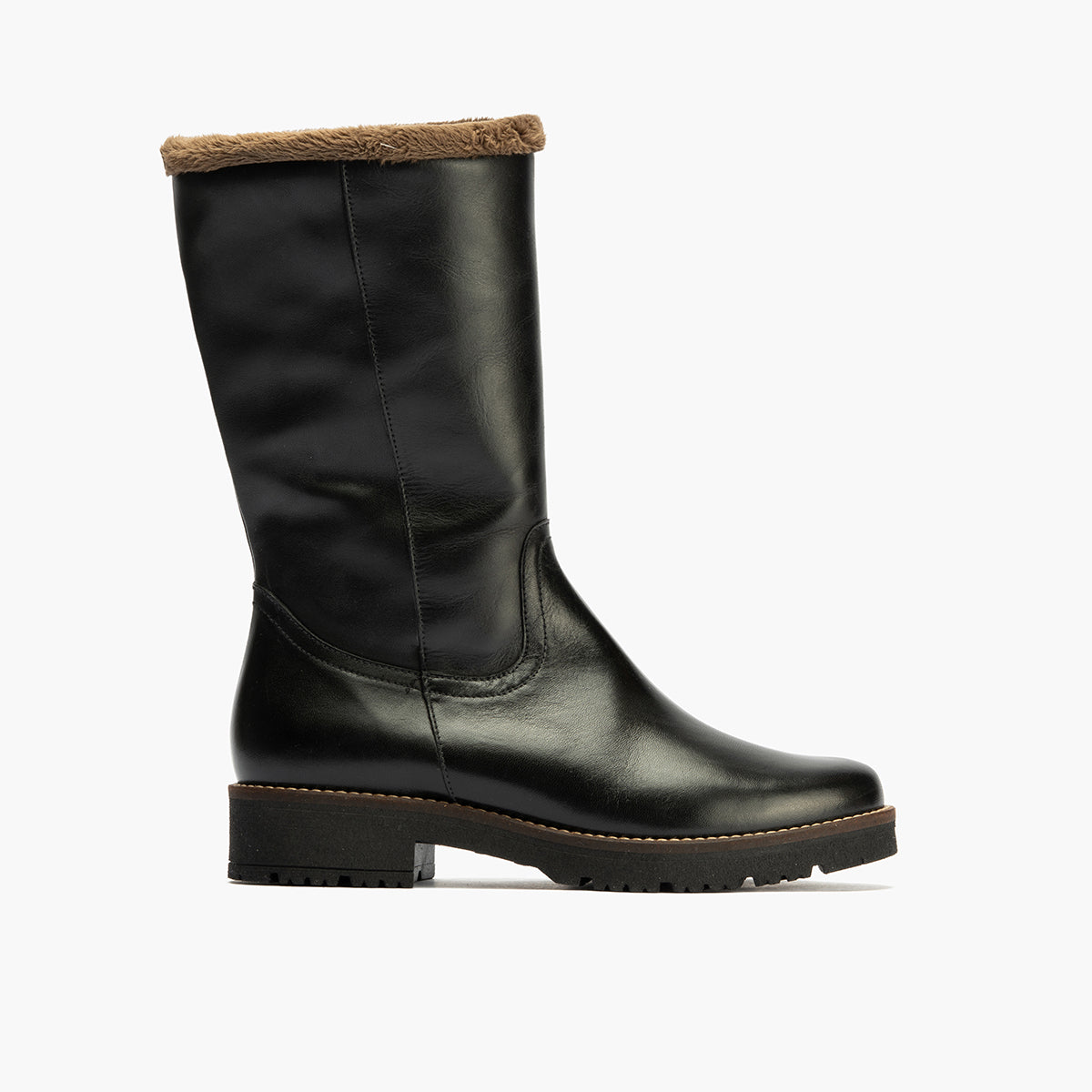 Bota con borrego de mujer color negro