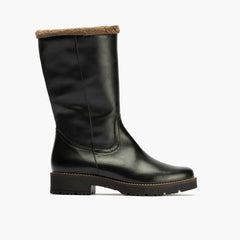 Bota con borrego de mujer color negro