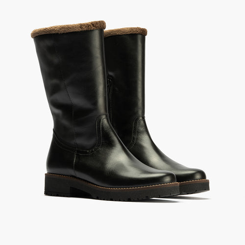 Bota con borrego de mujer color negro