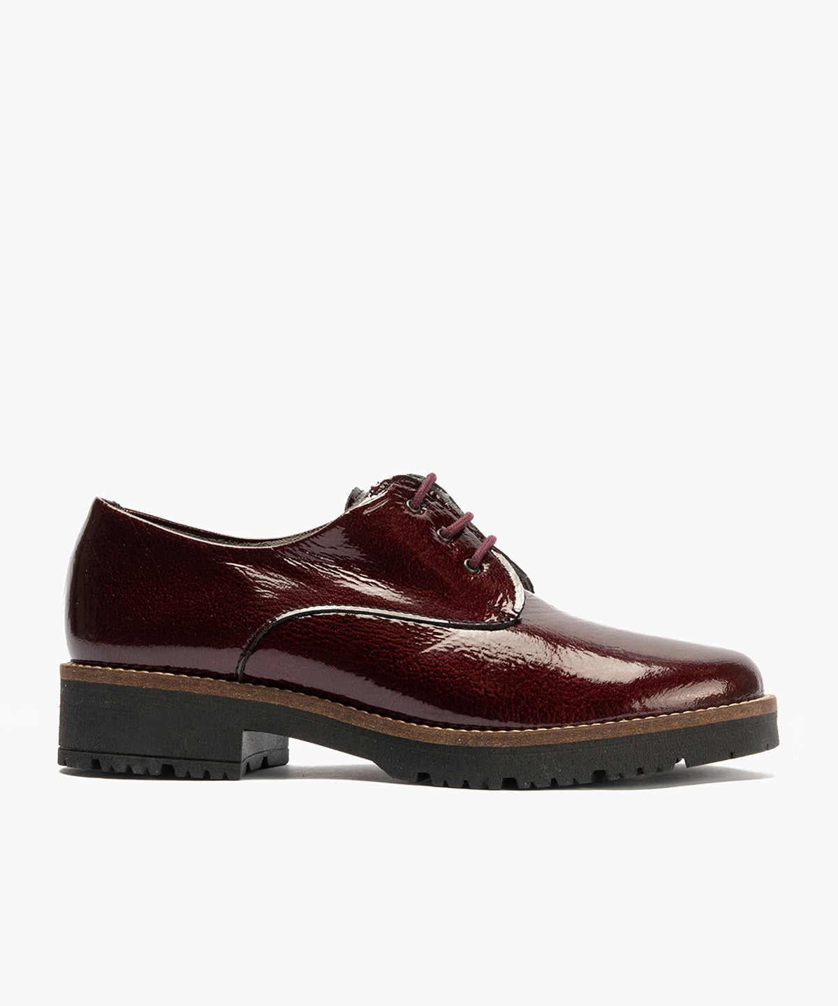 Blucher en Charol con cordones de mujer color burdeos