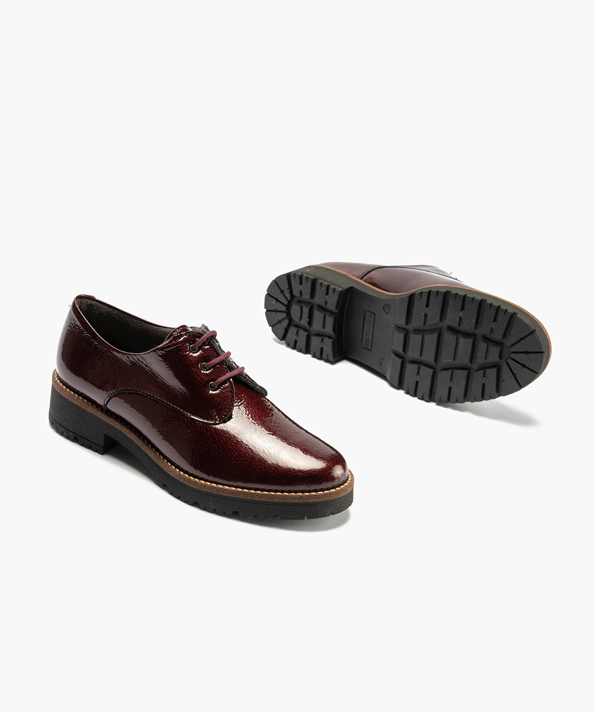 Blucher en Charol con cordones de mujer color burdeos