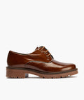 Blucher en Charol con cordones de mujer color cuero