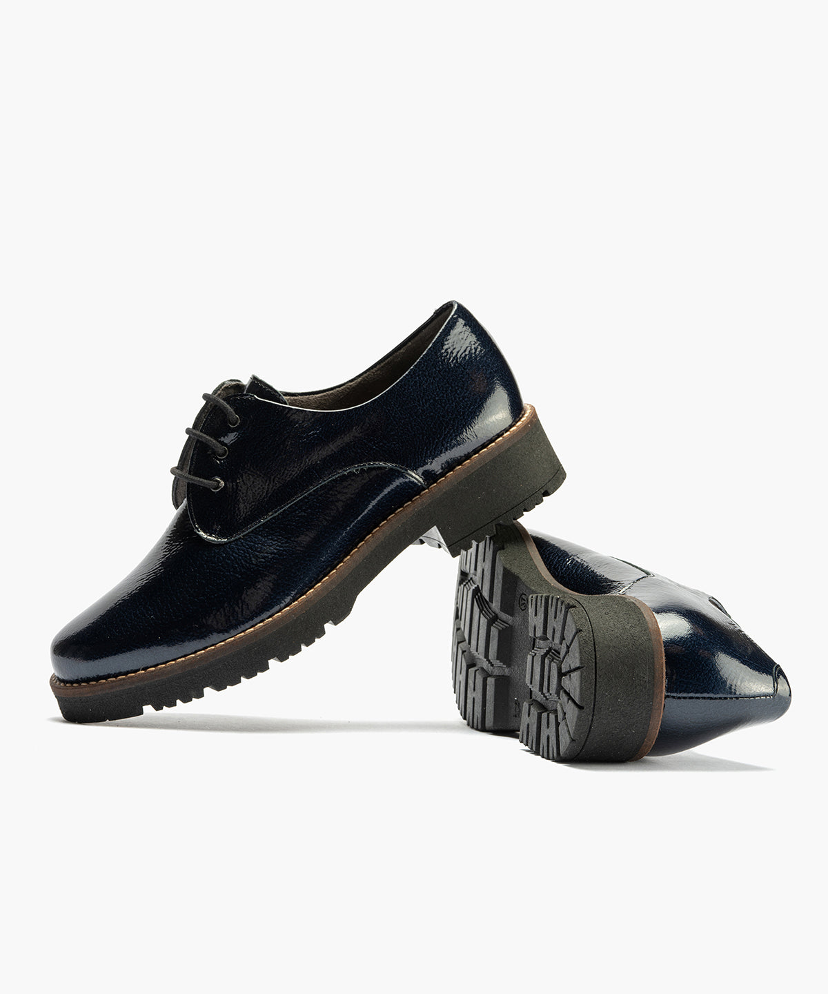 Blucher en Charol con cordones de mujer color marino