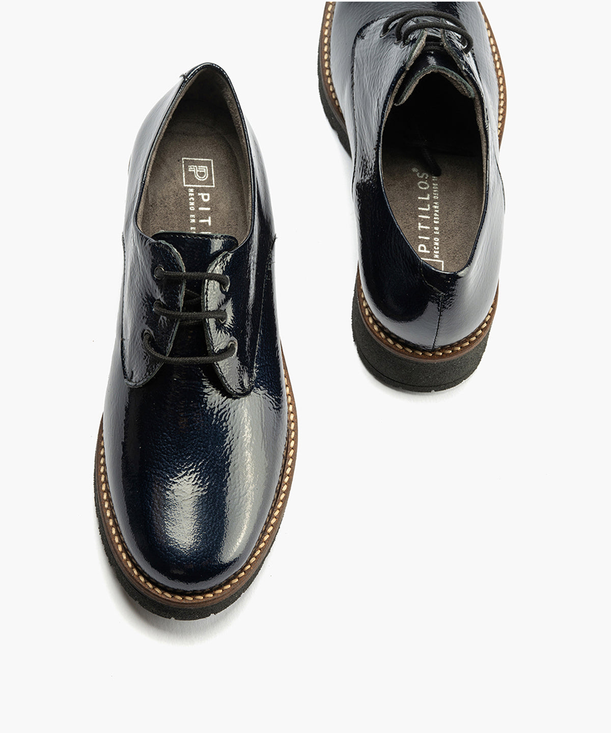 Blucher en Charol con cordones de mujer color marino