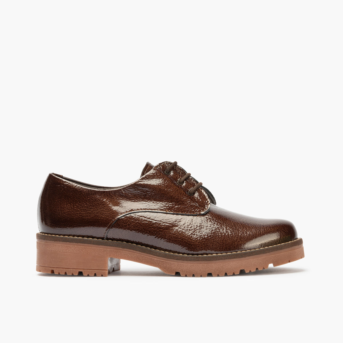 Blucher en Charol con cordones de mujer color marron