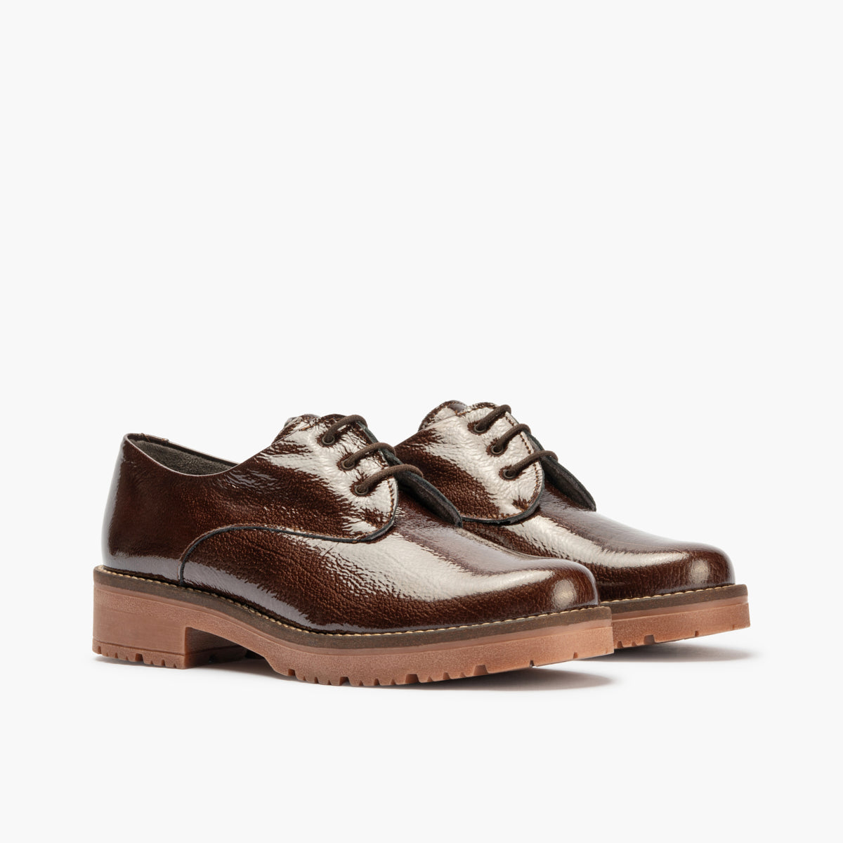 Blucher en Charol con cordones de mujer color marron