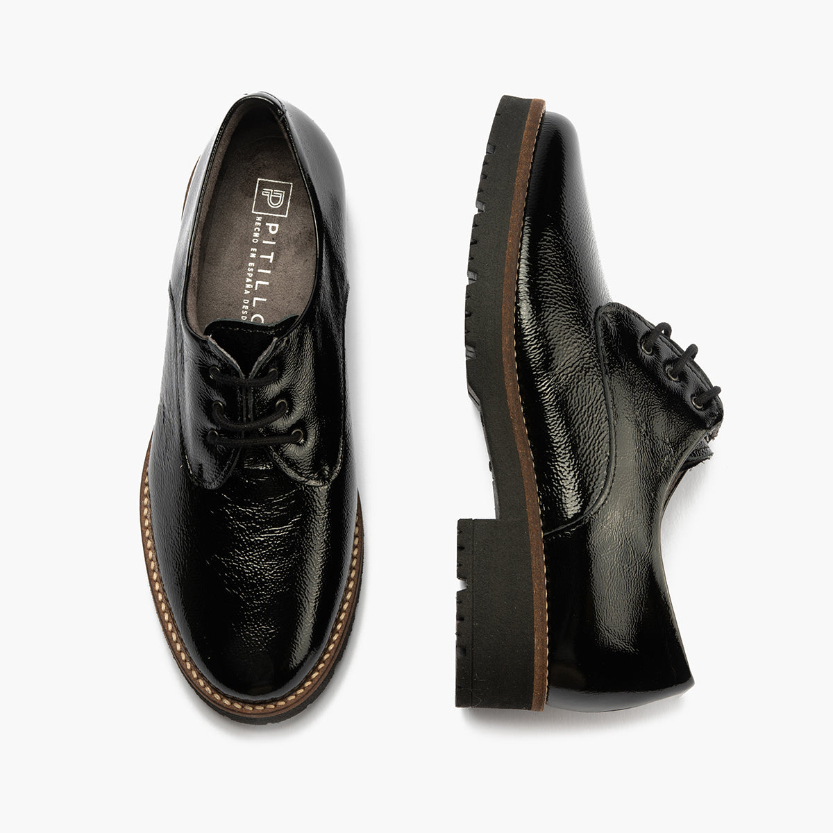 Blucher en Charol con cordones de mujer color negro