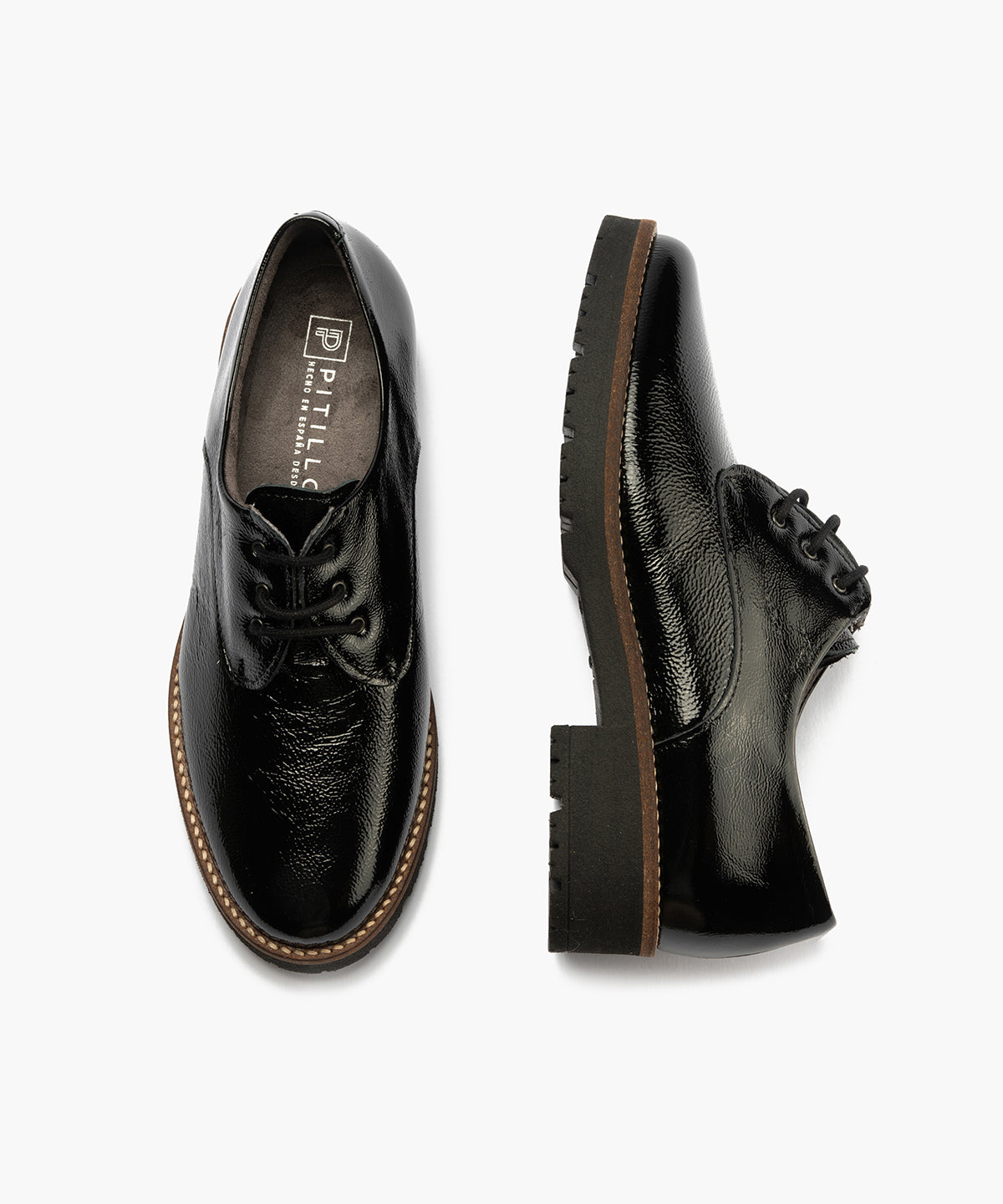 Blucher en Charol con cordones de mujer color negro