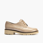 Blucher en Charol con cordones de mujer color piedra
