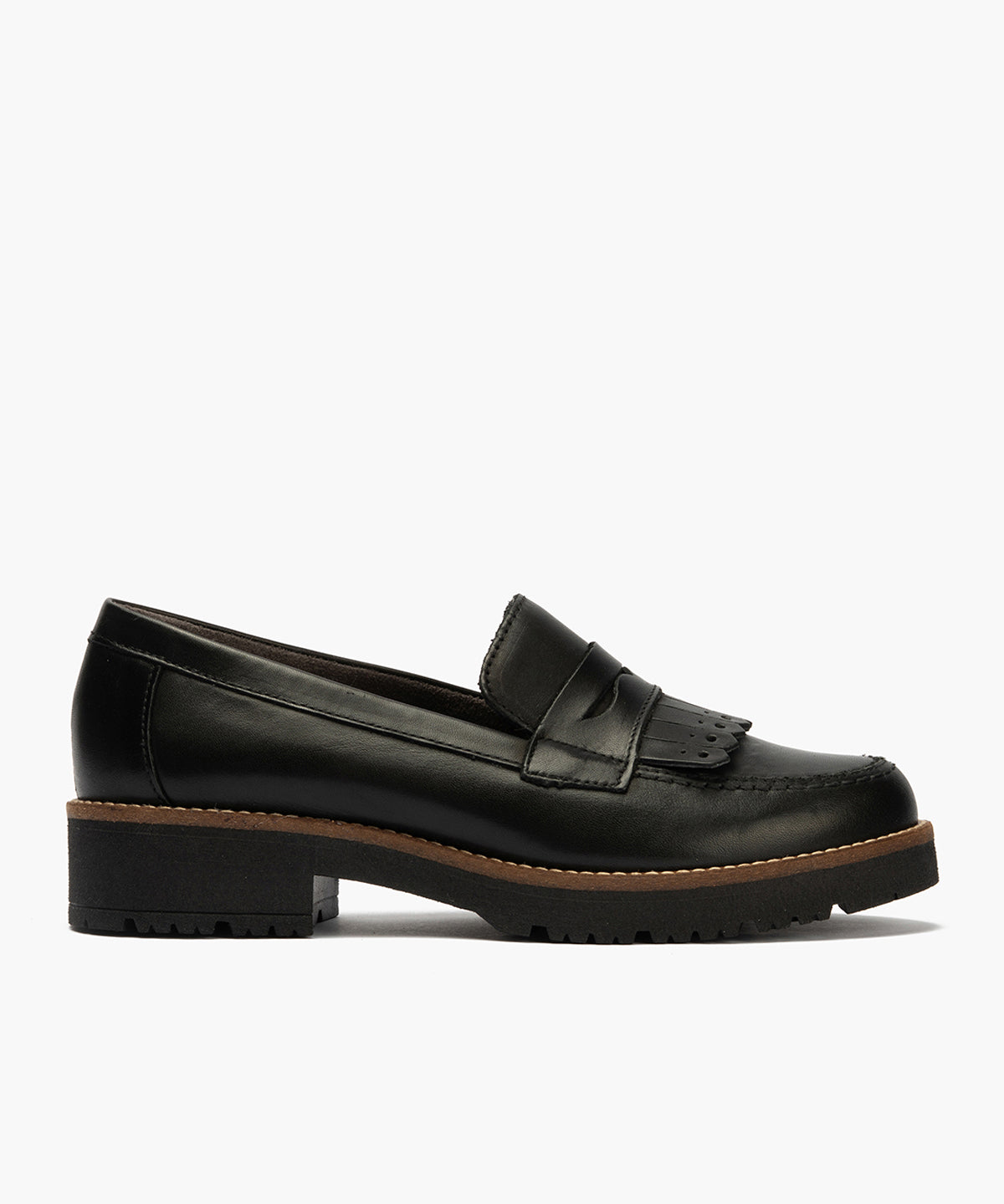 Mocasín de Flecos en Napa de mujer color negro