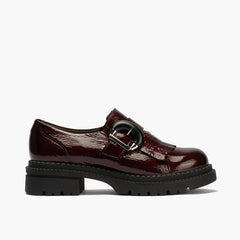 Abotinado en Charol de mujer color burdeos