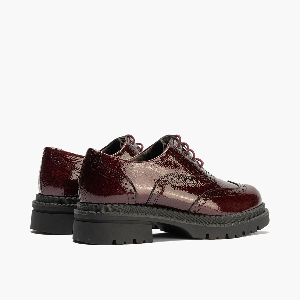 Ingles en Charol con cordones de mujer color burdeos