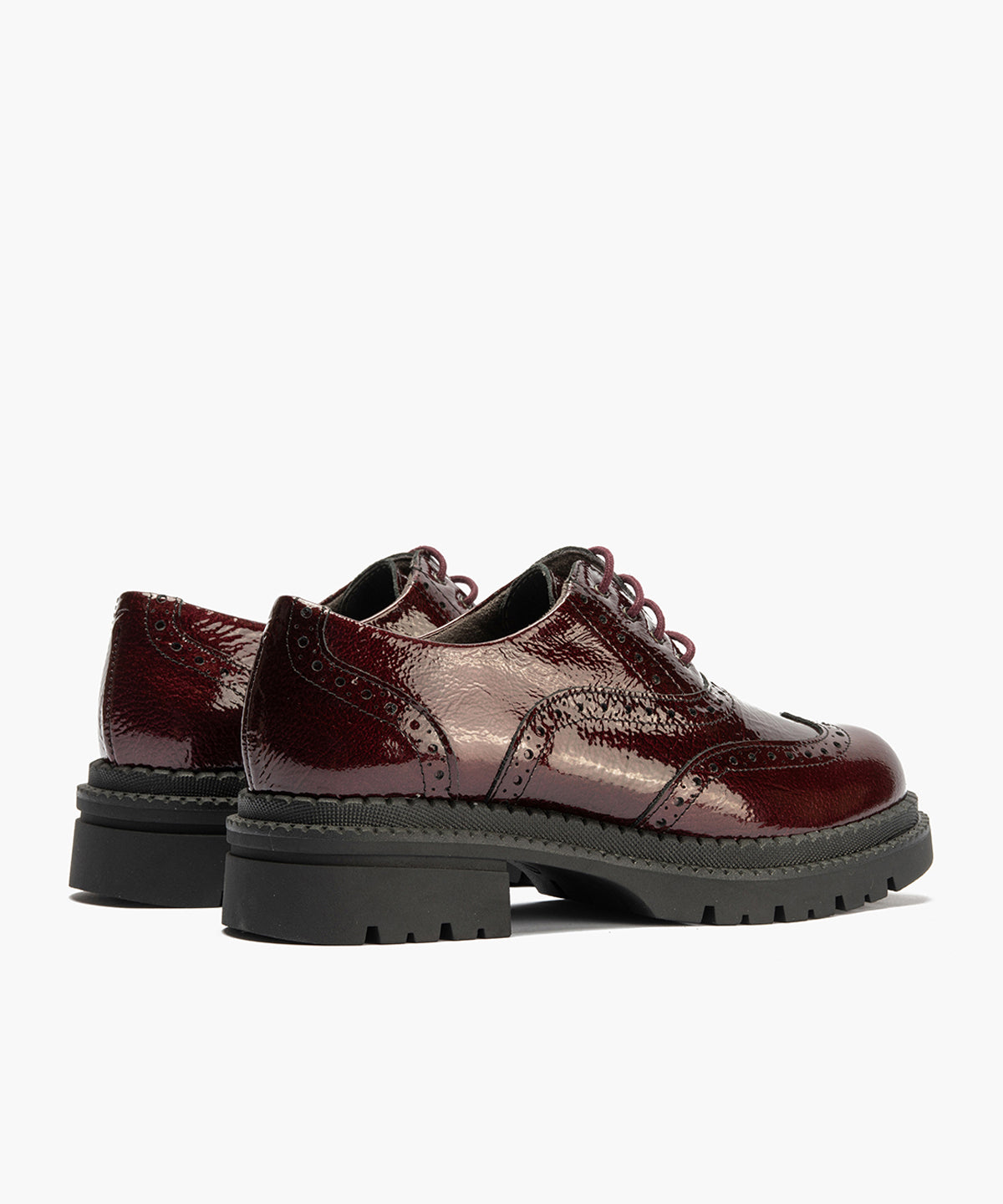 Ingles en Charol con cordones de mujer color burdeos