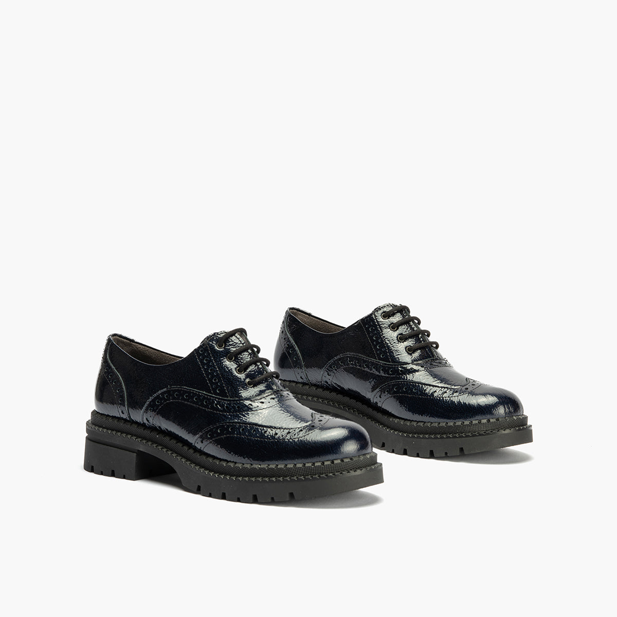 Ingles en Charol con cordones de mujer color marino