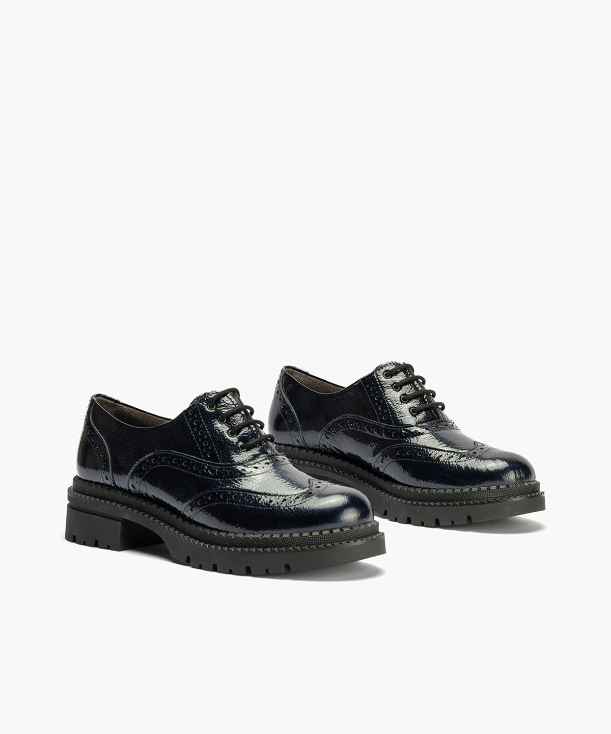 Ingles en Charol con cordones de mujer color marino