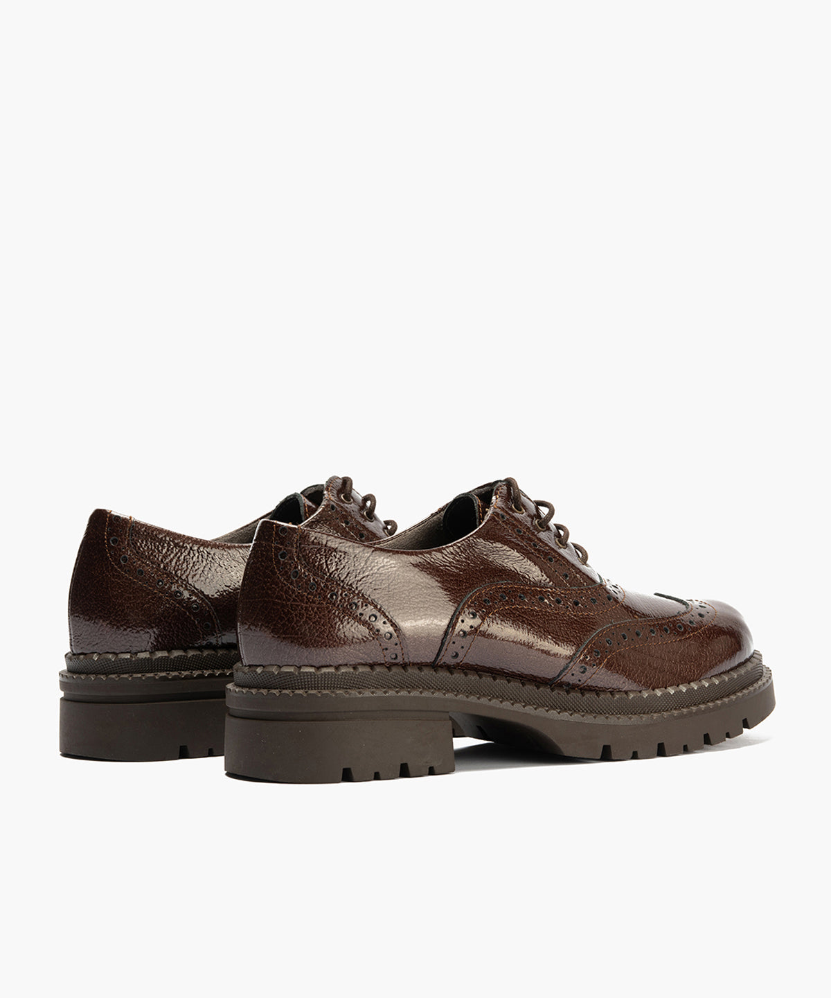 Ingles en Charol con cordones de mujer color marron