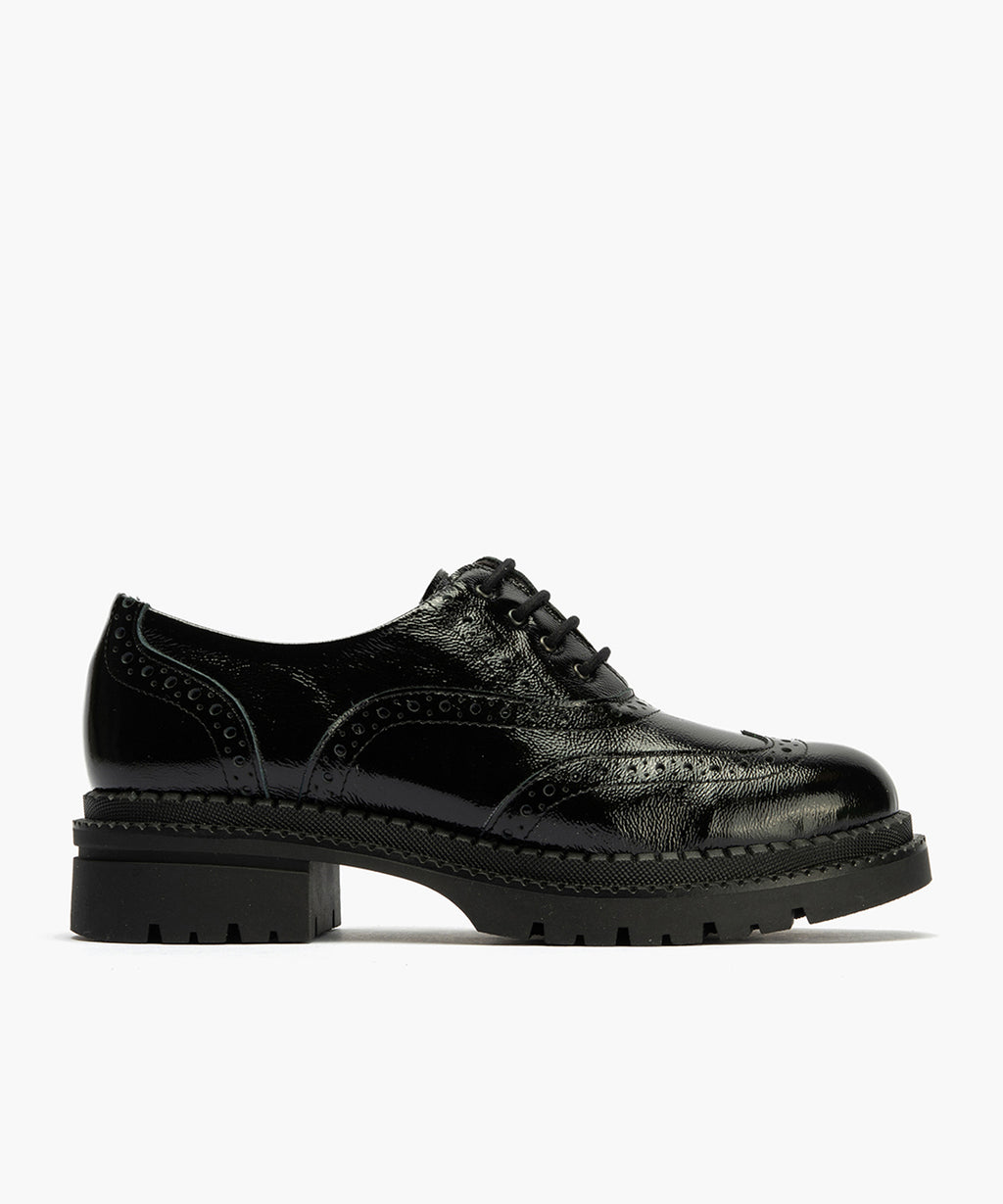 Ingles en Charol con cordones de mujer color negro