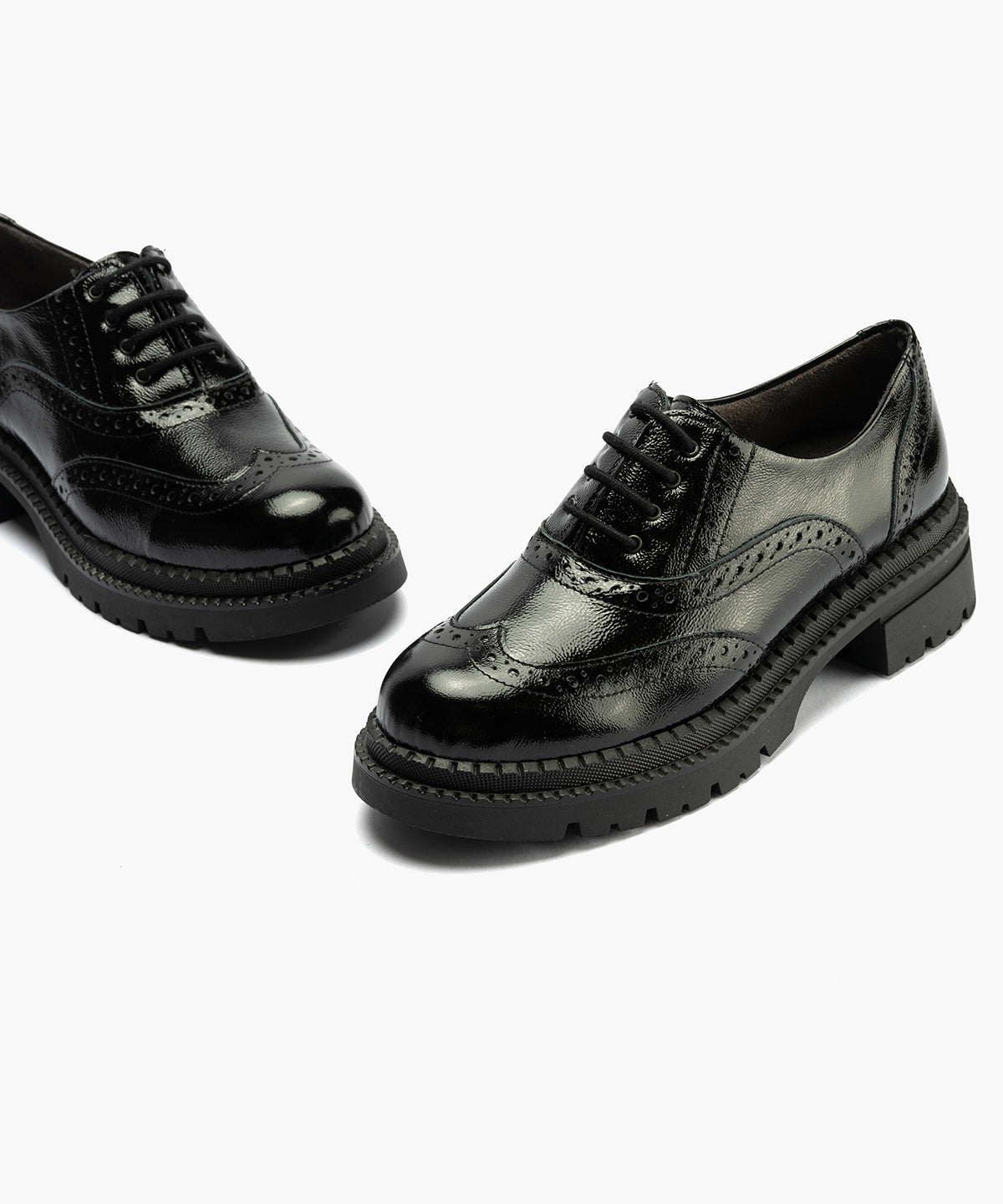 Ingles en Charol con cordones de mujer color negro