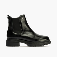 Botín Chelsey en Charol con cremallera de mujer color negro