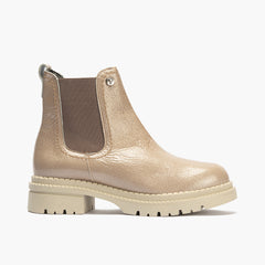 Botín Chelsey en Charol con cremallera de mujer color piedra