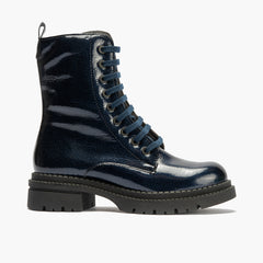 Botín Militar en Charol de mujer color marino