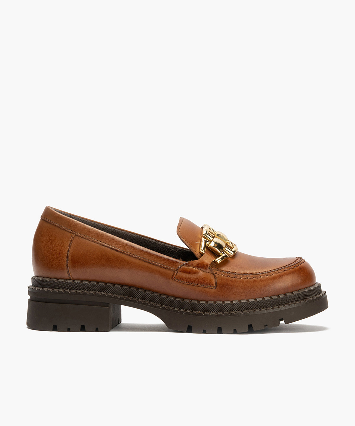Mocasín en Napa con adorno de mujer color cuero