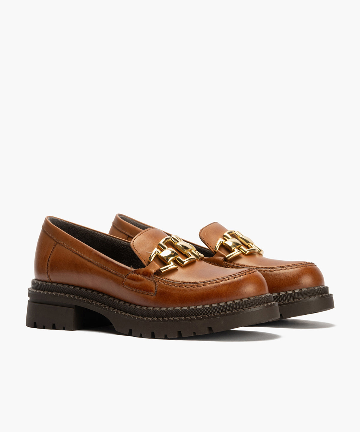 Mocasín en Napa con adorno de mujer color cuero