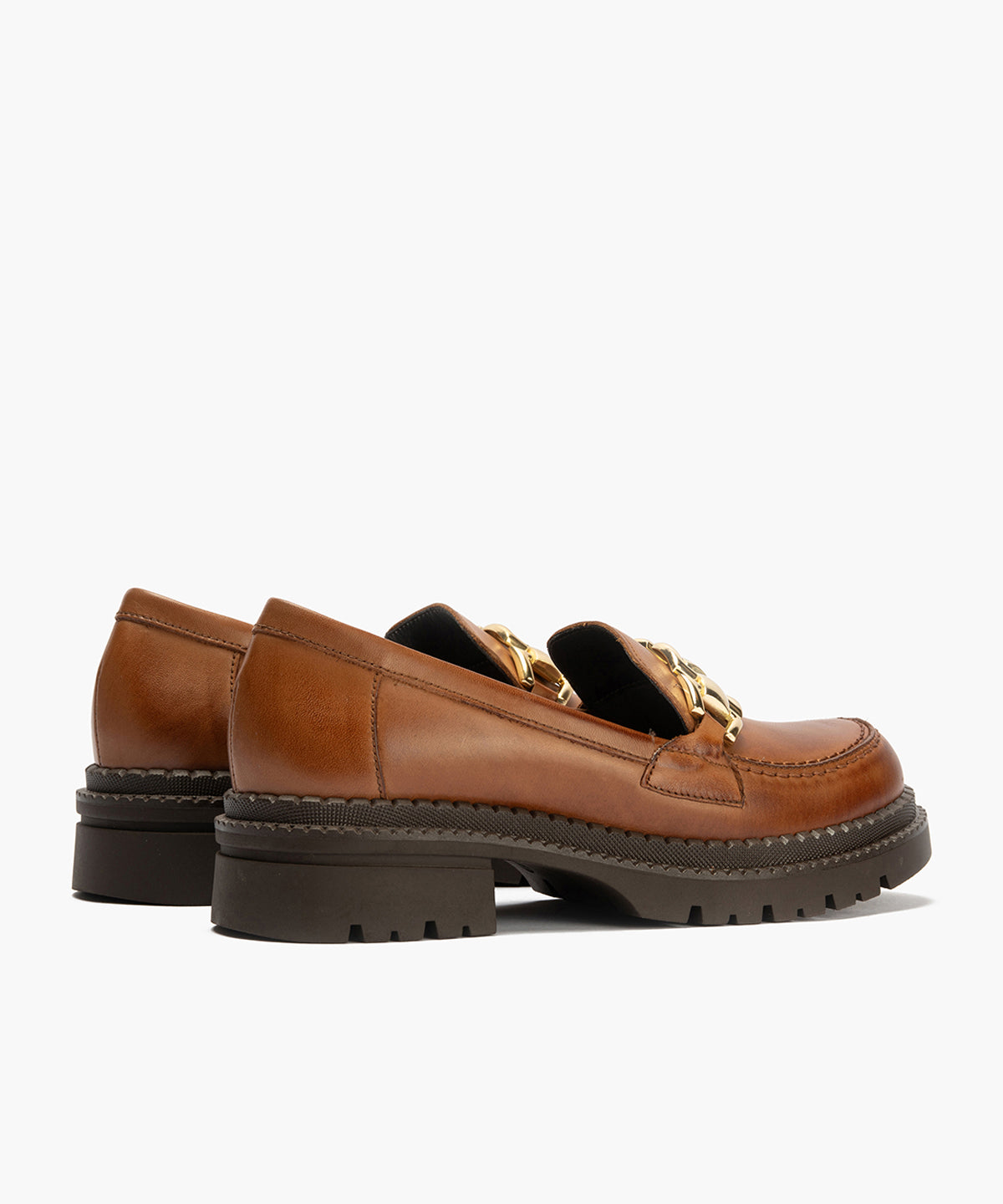 Mocasín en Napa con adorno de mujer color cuero
